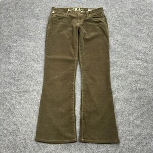 iT Jeans Corduroy Pants Womens 27 Olive Green Flare Low Rise Hottie Y2K Boho